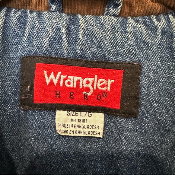 Wrangler Vintagr Men's Blue Denim Vest with Corduroy Collar - Picture 6 of 15